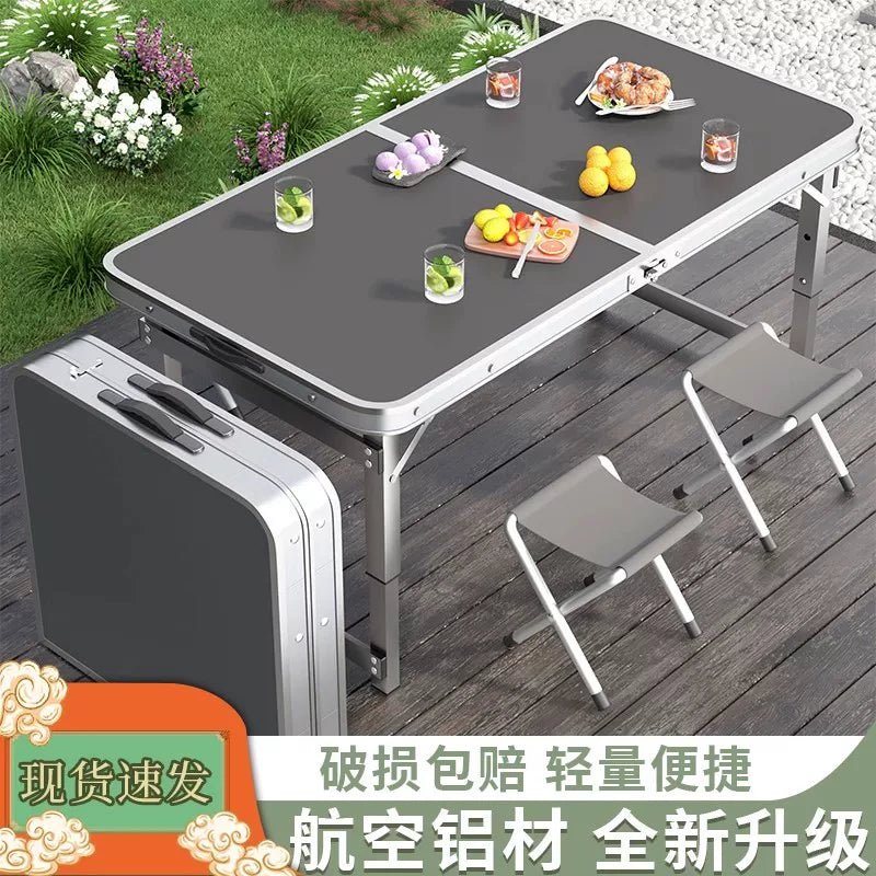 Portable Aluminum Folding Camping Table with 4 Stools for Outdoor & Indoor Use