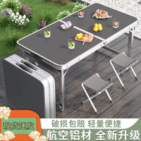Portable Aluminum Folding Camping Table with 4 Stools for Outdoor & Indoor Use