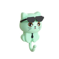 Cute Cartoon Cat Key Hook Multi-functional Snap-on Entryway Organizer for Glasses and Coats