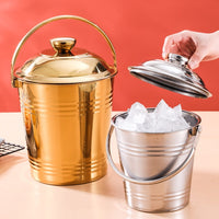 Stainless Steel Ice Bucket with Lid, Portable for Drinks, Bar, Cafe, and Outdoor Use
