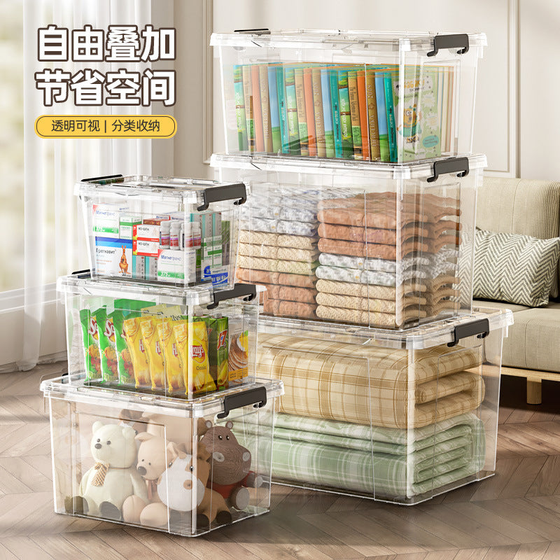 Clear Plastic Storage Box with Lid, Extra Large Stackable Organizer for Clothes and Household Items