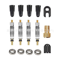 Bicycle Presta to Schrader Valve Adapter Kit with Dust Caps