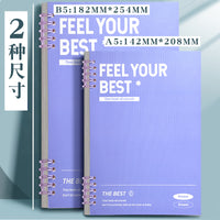 B5 Notebook Card Holder Refillable Loose-Leaf Paper A5 Lined Pages with Buckle, Thickened Universal Replacement