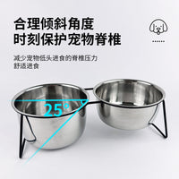 Elevated Stainless Steel Dog Bowls with Stand, Double Bowl Design for Food and Water, Anti-Spill Pet Feeder