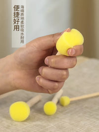 Pottery Trimming Tool Set with Wooden Handle Absorbent Sponge for Clay Throwing and Shaping