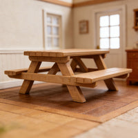 Miniature Wooden Dollhouse Table and Chair Set for Play Scenes