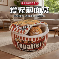Cozy Enclosed Pet Bed for Cats and Small Dogs, Warm Plush Winter Cat Cave