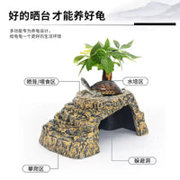 Turtle Basking Platform with Climbing Ramp and Hiding Cave for Aquarium