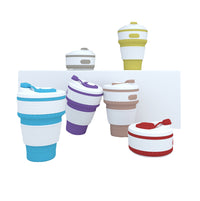 Portable Collapsible Silicone Coffee Cup with Lid - Travel Mug for Hot and Cold Beverages