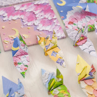 Oil Painting Style Embossed Origami Paper for DIY Crafts and Scrapbooking, Starry Moon Dream