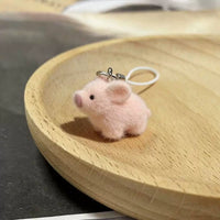 Mini Pig Plush Keychain Flocked Phone Charm Cartoon Bag Pendant