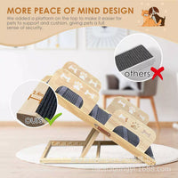 Wooden Pet Dog Ramp with Guardrail Adjustable Dog Sofa Ladder Foldable Portable Pet Non-slip Ramp Stairs