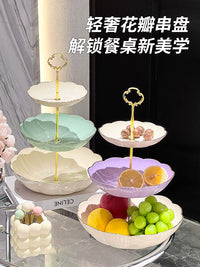 Multi-tier Dessert Stand with Plates for Fruits, Candies, Cakes, and Snacks