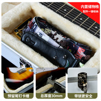 Electric Guitar Hardshell Case, Waterproof ABS, Double Shoulder Straps, Plush Lined, Pressure Resistant, White