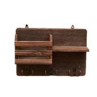 Wooden Wall-Mounted Entryway Key Holder and Storage Shelf with Hooks
