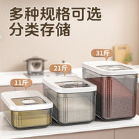 Airtight Rice Storage Container with Sliding Lid and Measuring Cup, Moisture-proof Grain Dispenser for Kitchen Pantry