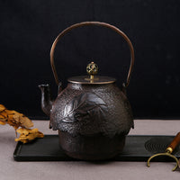 Japanese Style Cast Iron Teapot with Copper Lid and Handle for Kung Fu Tea