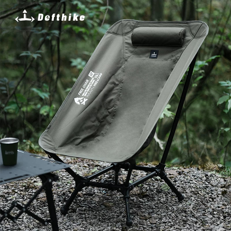 DEFEIK Outdoor Portable Reclining Moon Chair, Aluminum Alloy Folding Camping Chair with High Legs