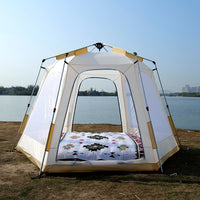 Automatic Pop-Up Camping Tent, Double-Layer Waterproof Sunshade with Black Glue Coating, Aluminum Pole Design