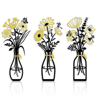3-Piece Metal Flower Vase Wall Art Decor for Living Room Bedroom
