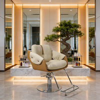Modern Small Salon Hair Cutting Chair with Stainless Steel Base, Comfortable for Barbershop and Beauty Parlor