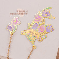 Hollow Carved Brass Flower Bookmark with Tassel, Chinese Style
