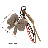French Vintage Plaid Bowknot Keychain Pendant DIY Handmade Stuffed Bow Tie Woven Rope Phone Charm Bag Ornament