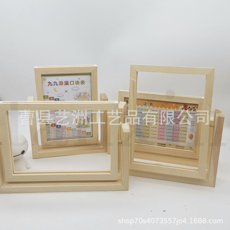 Creative Wooden Rotating Double-Sided Photo Frame for Kids, Desktop Display, 6x7 Inch