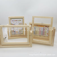 Creative Wooden Rotating Double-Sided Photo Frame for Kids, Desktop Display, 6x7 Inch