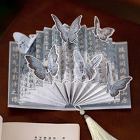 Chinese Style Butterfly Paper Carving Fan-shaped Book Lamp Creative Folding DIY Night Light Ornament