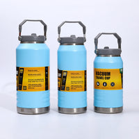 Large Capacity 304 Stainless Steel Insulated Water Bottle with Handle and Straw for Travel, Hiking, and Sports