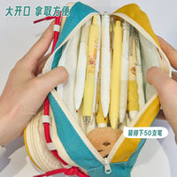 Large Capacity Cute Ita Bag Pencil Case Contrast Color for Girls High School Students Stationery Pouch DIY Badge Display