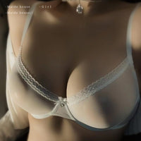 Ultra-Thin Lace Mesh Push-Up Bra and Panty Set for Small Busts