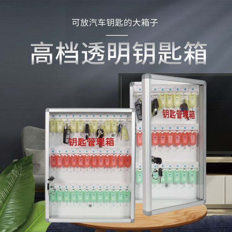 Aluminum Alloy Wall-Mounted Key Cabinet with Transparent Door for Key Management