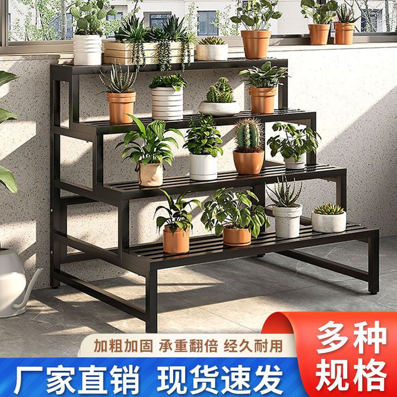 Multi-Tier Iron Plant Stand for Indoor Outdoor Balcony Garden