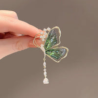 Emerald Green Butterfly Tassel Brooch for Cheongsam