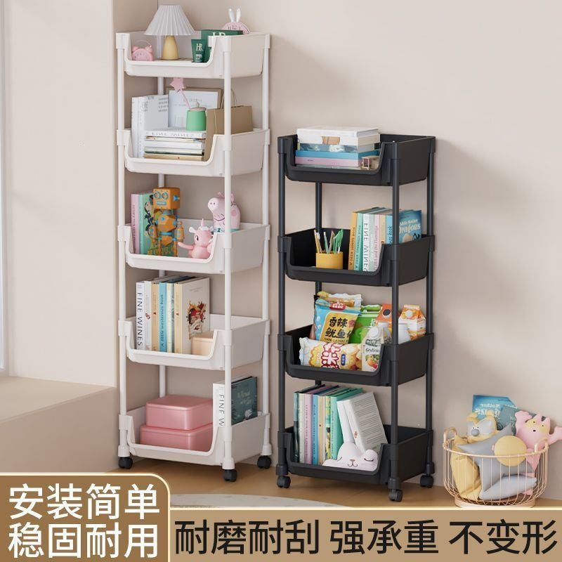 Multi-layer Rolling Storage Cart with Wheels, U-shaped Opening, for Books, Snacks, Living Room, Bedroom, Dorm