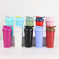 304 Stainless Steel Shaker Bottle with Scale, Portable Sports Water Bottle for Protein Powder and Shakes