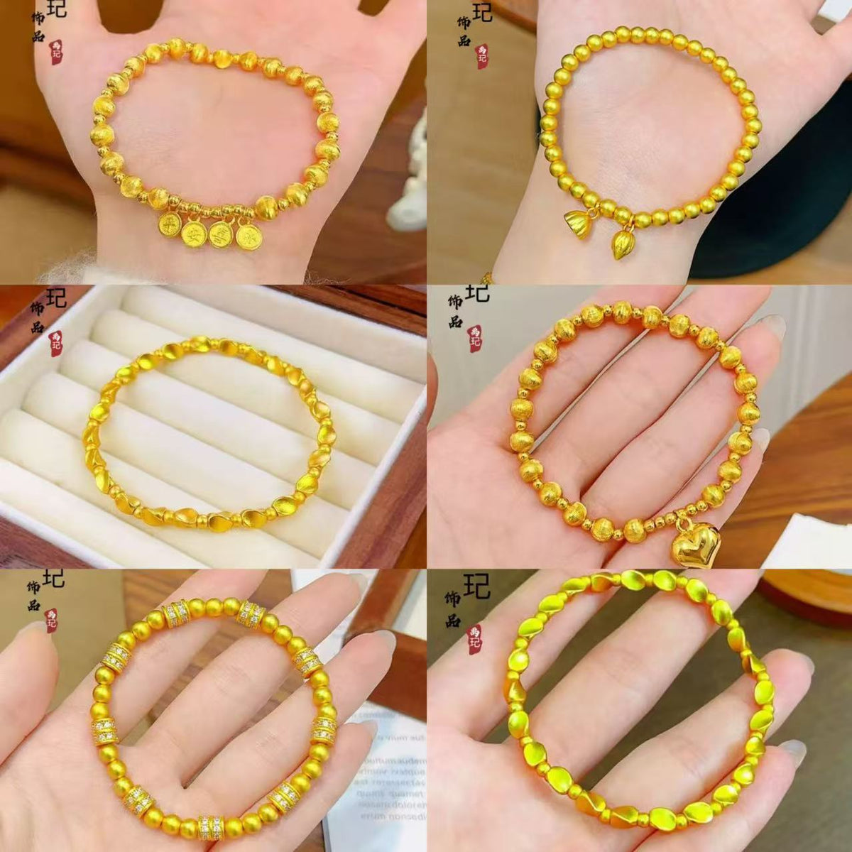Gold Plated Enamel Beaded Bracelet with Cat Eye Stone