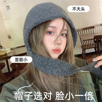 Women's Knitted Scarf-Hat Combo, Thickened Warm Neck Protection Shawl for Autumn/Winter