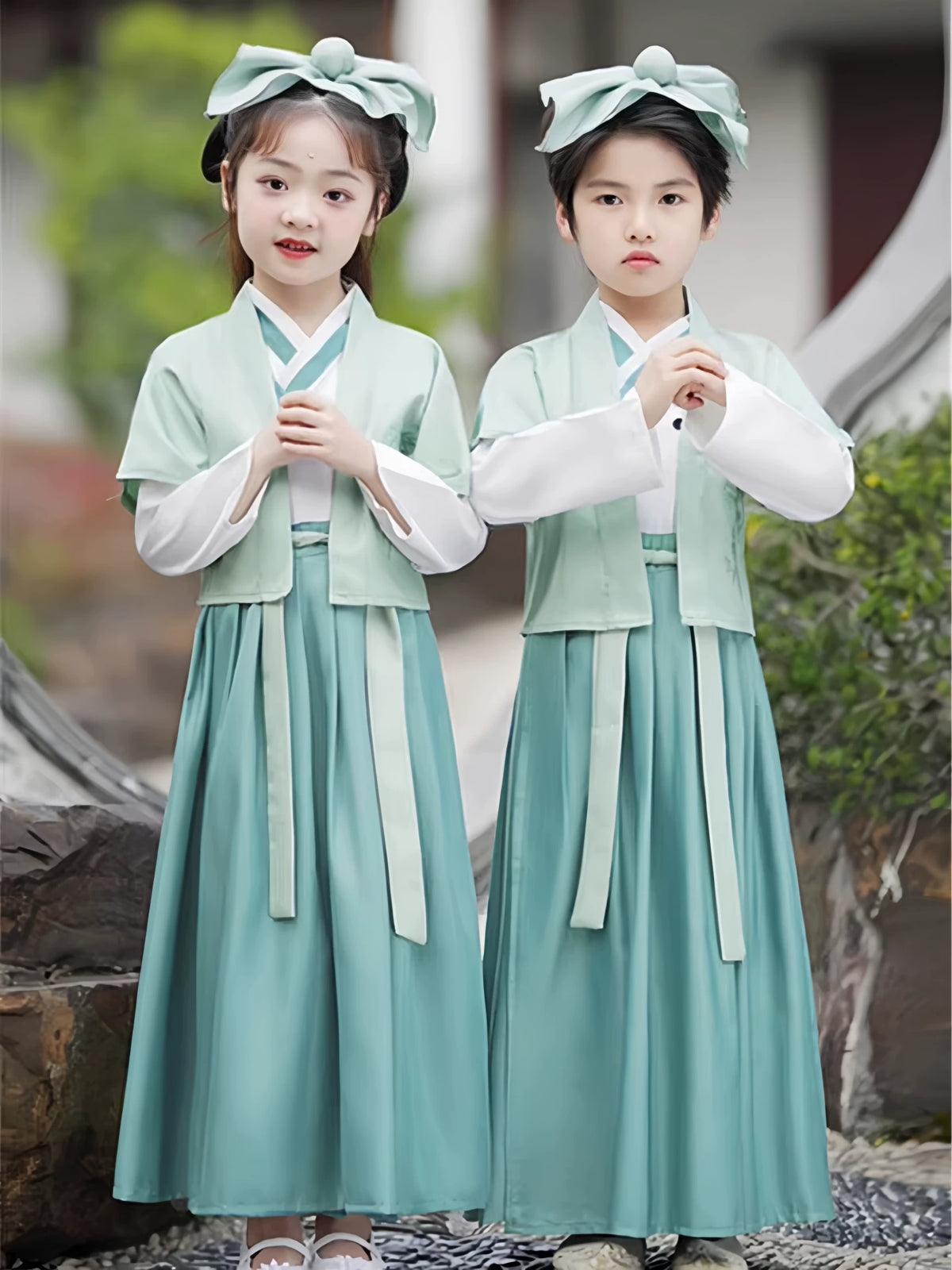 Kids Hanfu Chinese Ancient Costume for Boys and Girls, Traditional School Uniform for Performances and Ceremonies