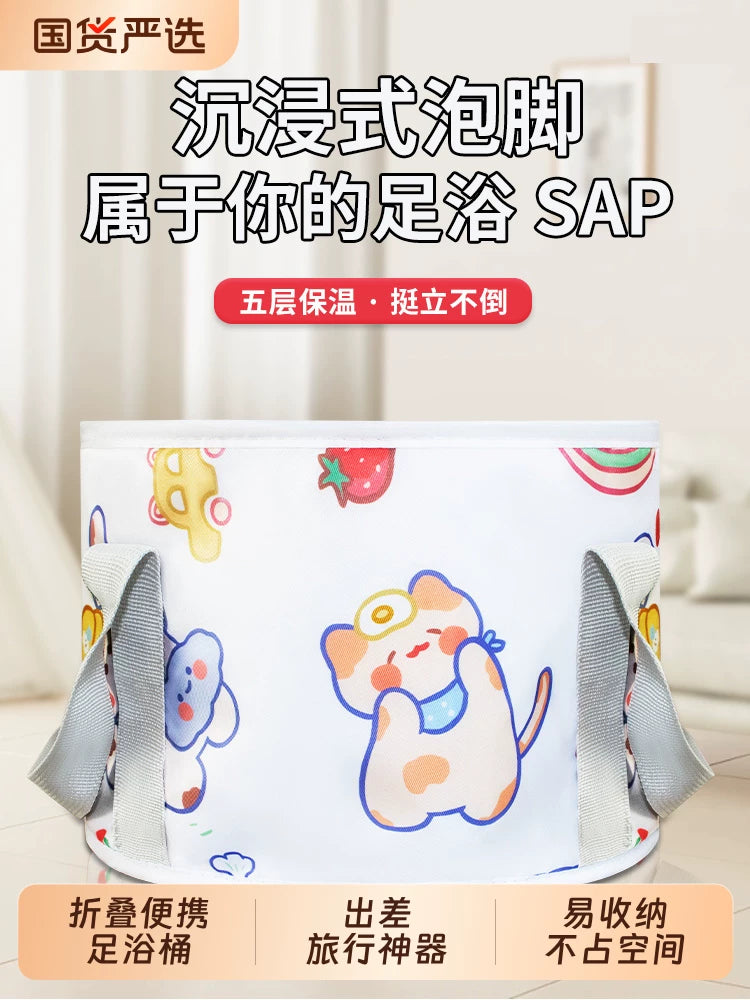 Foldable Portable Foot Spa Bucket with Insulation for Travel and Home Use, Over-Calf Design