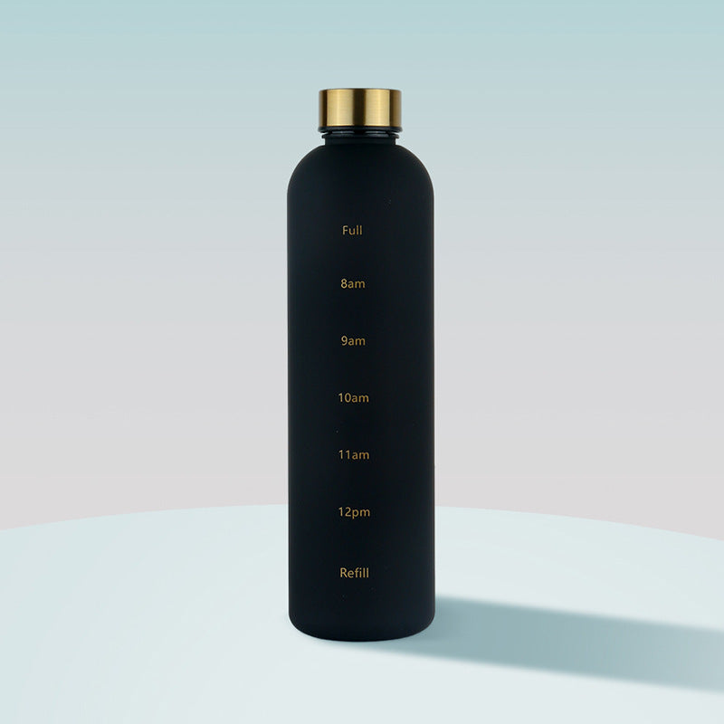 Fashionable 1000ml Simple Space Cup PC Single Color with Time Scale Portable Water Bottle