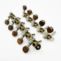 Acacia Wood 5-String 10-Hole Guitar Tuning Pegs with Round Head Handles, 23/25mm String Spacing