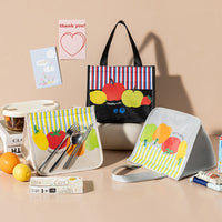 Portable Insulated Lunch Bag for Students and Office Workers, Handheld Bento Box Tote