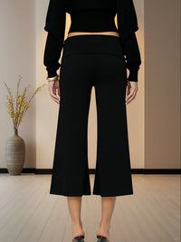 Women's Casual Wide Leg Cropped Pants with Drape