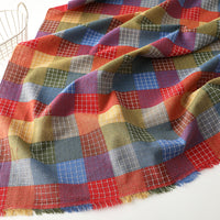 Japanese Retro Plaid Patchwork Cotton Fabric for DIY Apparel