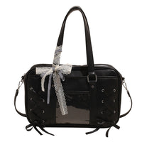 Japanese Style Commuter Crossbody Tote Bag with Clear Window, Large Capacity Shoulder Handbag for Women