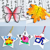 DIY Lacquer Marbling Bookmark Blanks for Handicraft and Calligraphy, Heart Maple Leaf Butterfly Round Shapes