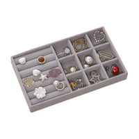 Velvet Jewelry Drawer Organizer Tray for Rings, Earrings, Necklaces, and Bracelets